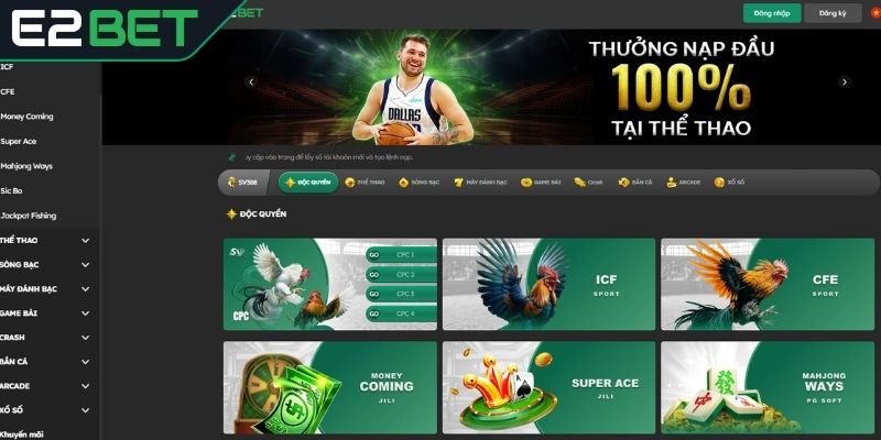 Đầu tiên cần truy cập vào trang chính thức của E2BET 