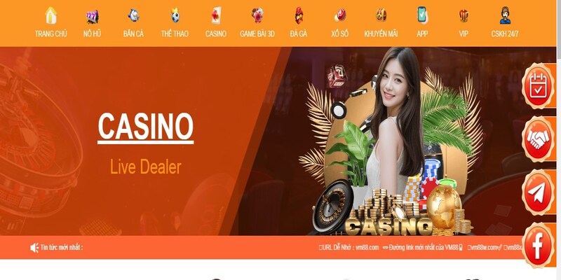 Tổng quan sảnh casino VM88 đỉnh cao