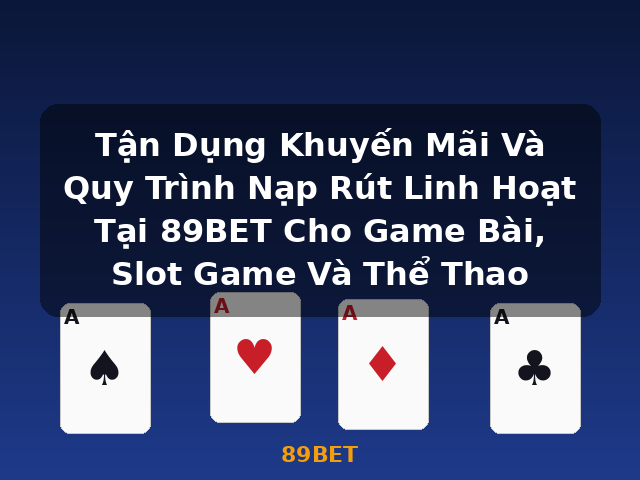 Tận Dụng Khuyến Mãi Và Quy Trình Nạp Rút Linh Hoạt Tại 89BET Cho Game Bài, Slot Game Và Thể Thao - 89BET